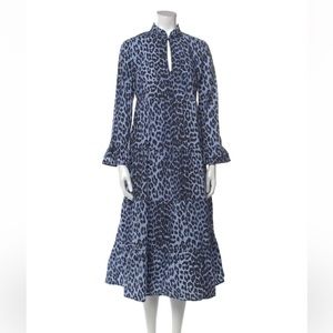 Ganni Blue Animal Print Dress Sz 34